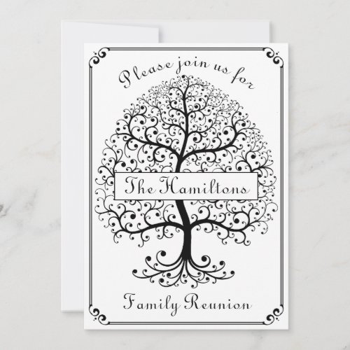 Family Reunion Tree Elegant Modern Simple Party Invitation