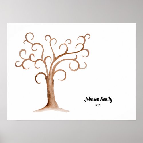 Family Reunion Tree Fingerprint Poster