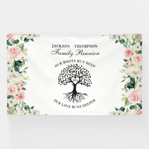 Family Reunion Tree Floral backdrop banner