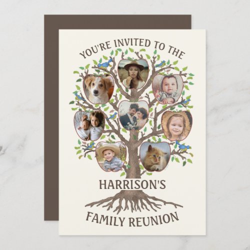 Family Reunion Tree Get Together 8 Photo Collage Invitation