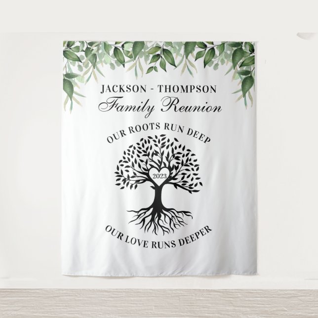 Family reunion tree greenery backdrop banner (Front)