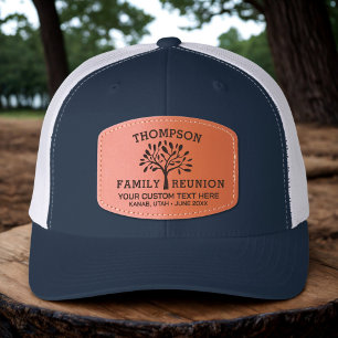 Family Reunion Tree, Name, Location, Custom Text Leather Patch Hat