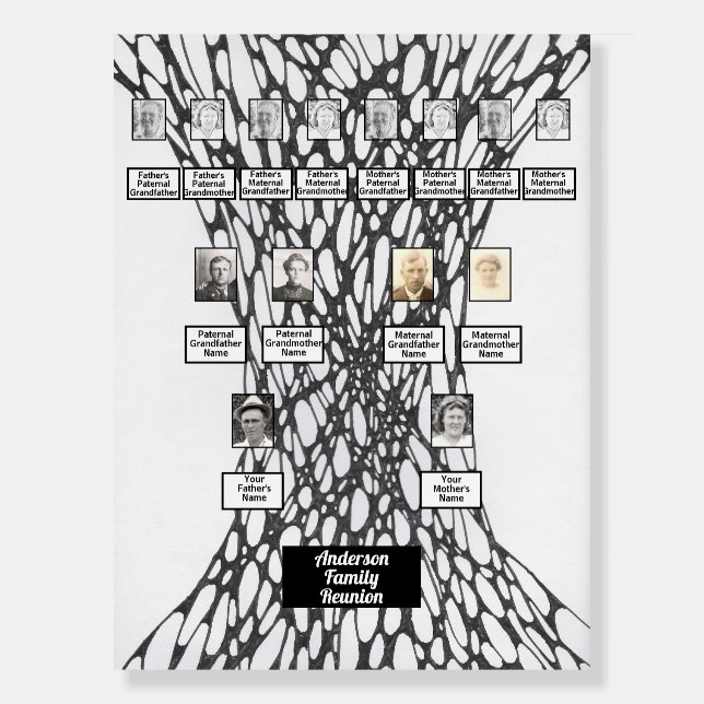 Family Reunion Tree Neurographic Art in Black Foam Board (Front)