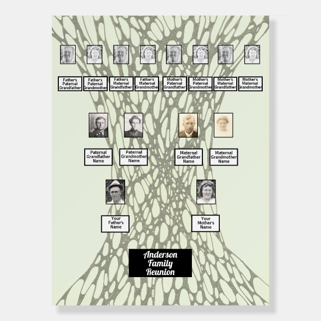 Family Reunion Tree Neurographic Art in Green Foam Board (Front)
