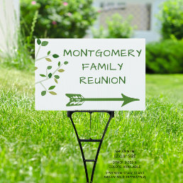 Family Reunion Tree Personalized Directional Arrow Sign
