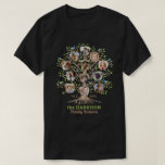 Family Reunion Tree Photo Collage Custom 12 Pic Dk T-Shirt<br><div class="desc">Celebrate your family reunion with these unique, matching personalized "family tree" t-shirts. This beautiful design includes original tree artwork, plus 12 of your family photos in the shape of apples. The hand-drawn artwork shows a tree with roots and leaves. The tree includes little blue birds sitting on its limbs. Use...</div>