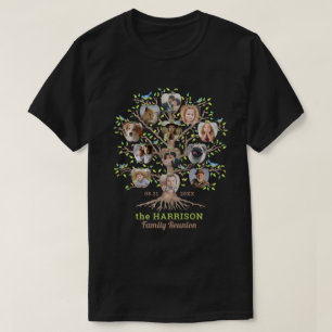 Family Reunion Tree Photo Collage Custom 12 Pic Dk T-Shirt