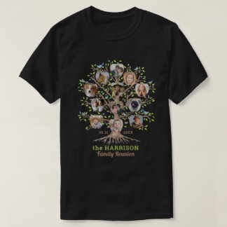 Family Reunion Tree Photo Collage Custom 12 Pic Dk T-Shirt