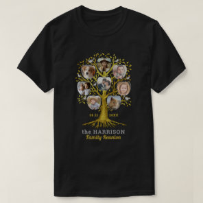Family Reunion Tree Photo Collage Custom Gold T-Shirt