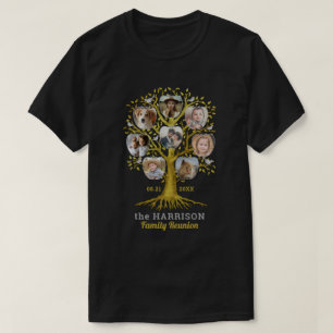 Family Reunion Tree Photo Collage Custom Gold T-Shirt