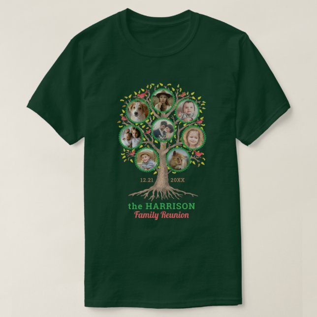 Family Reunion Tree Photo Collage Custom Winter Dk T-Shirt (Design Front)