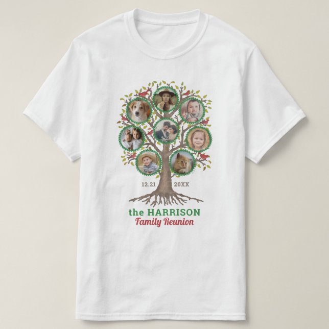 Family Reunion Tree Photo Collage Custom Winter Lt T-Shirt (Design Front)