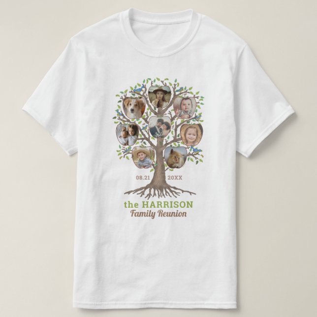 Family Reunion Tree Photo Collage Personalized Lt T-Shirt (Design Front)