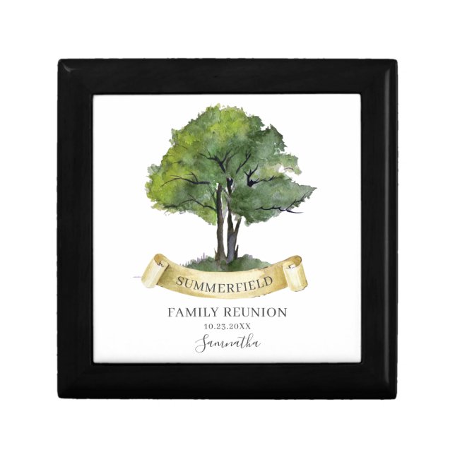 Family Reunion Tree Ribbon Keepsake Personalized Gift Box (Front)