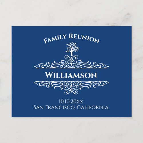 Family Reunion Tree Save The Date Blue Postcard