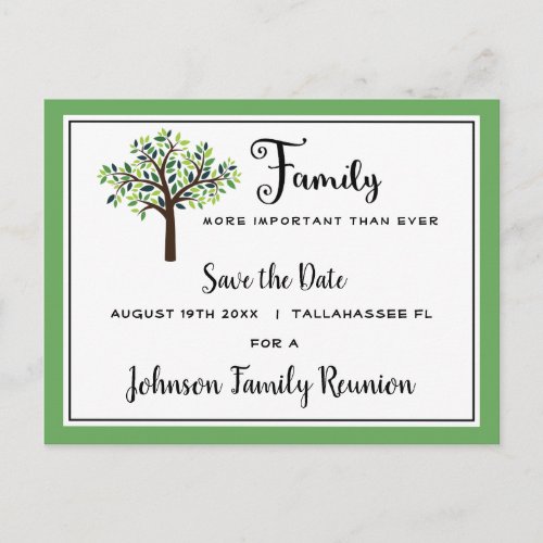 Family Reunion Tree Save the Date Postcard