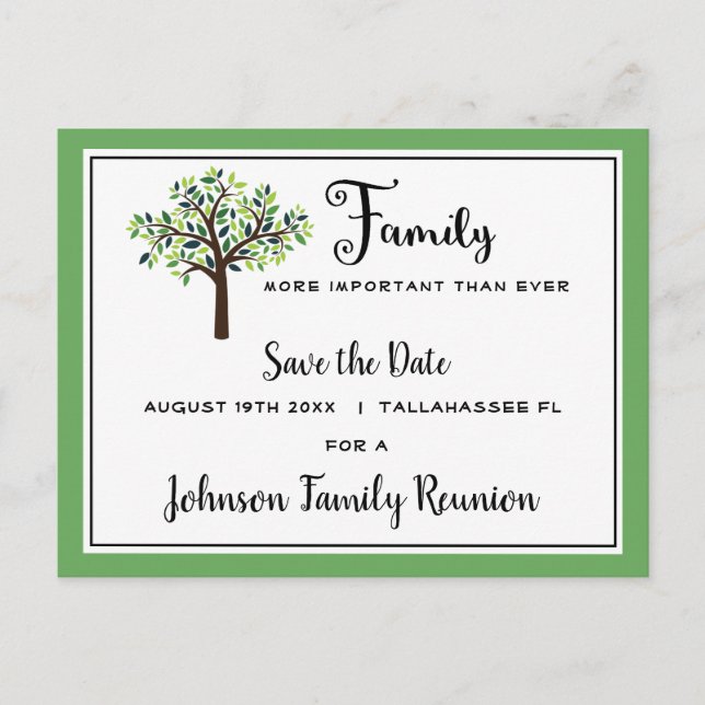 Family Reunion Tree Save the Date Postcard (Front)