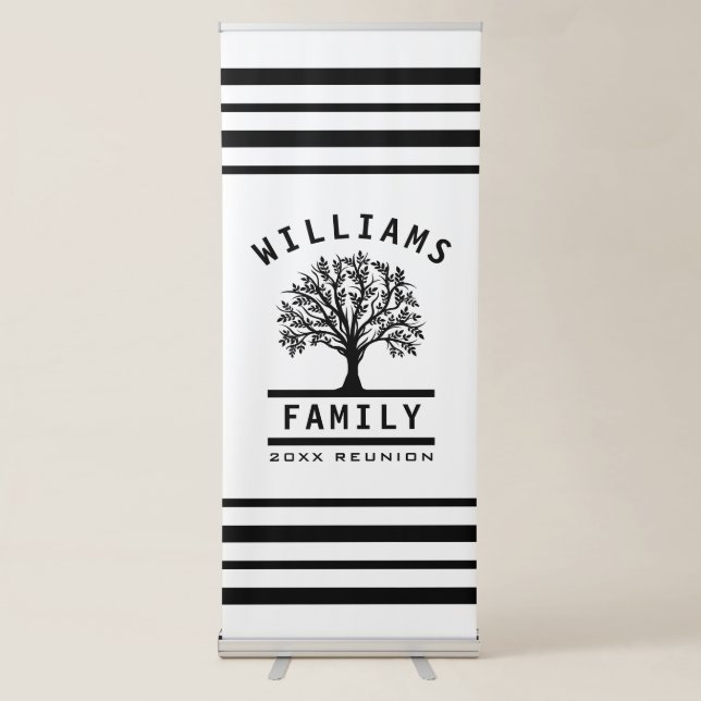 Family Reunion Tree Silhouette Summer Vacation Retractable Banner (Front)