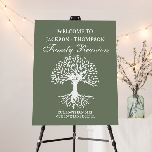 Family reunion tree welcome sign sage