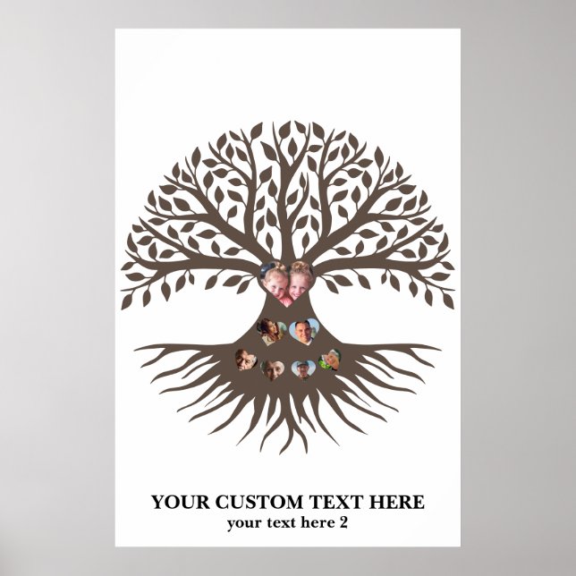 Family Reunion Tree with Photos and Hearts Poster (Front)