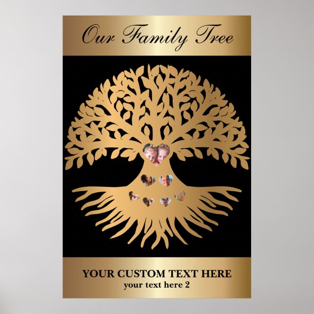 Family Reunion Tree with Photos and Hearts Poster (Front)