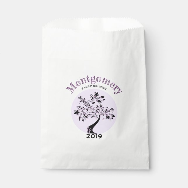 Family Reunion Trendy Purple Tree Artwork Favor Bag (Front)