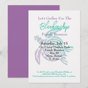 Family Reunion Tribal Art Turtle Single Day Event  Invitation
