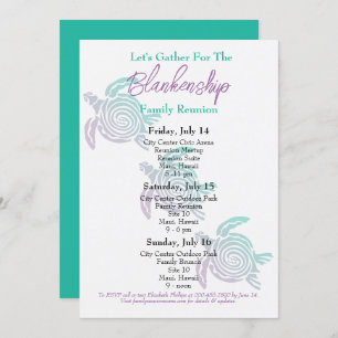 Family Reunion Tribal Art Turtle Three Day Event Invitation