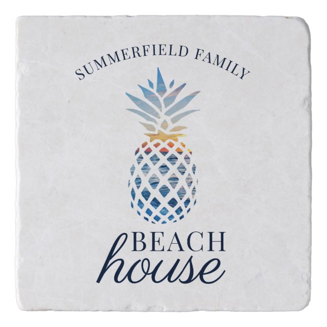 Family Reunion Tropical Beach House Custom Trivet (Front)