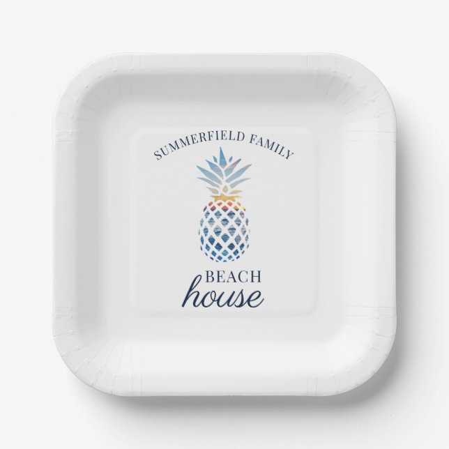 Family Reunion Tropical Beach Summer Party Custom Paper Plates (Front)