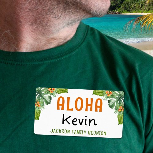 Family Reunion Tropical Palm Aloha Name Tag