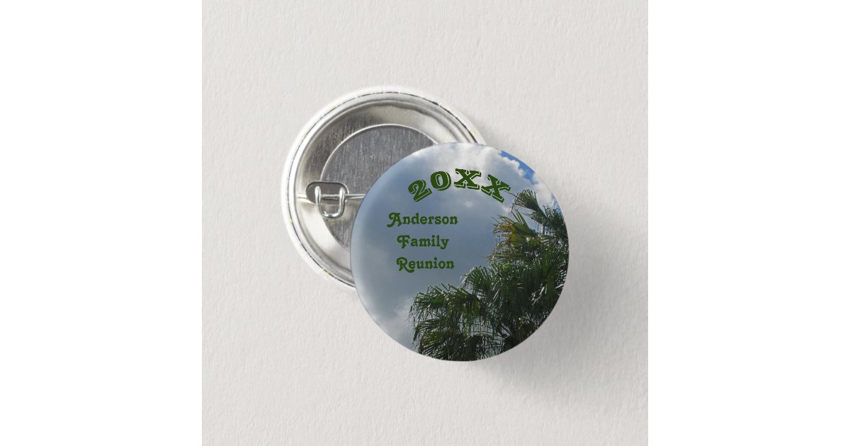 Family Reunion Tropical Palm Tree Beach Vacation Button | Zazzle
