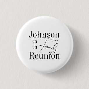Family Reunion Typography Black White Keepsake Button