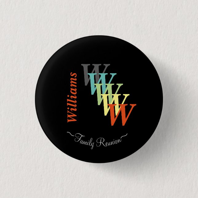 Family Reunion Typography Stylized Text Customize Pinback Button (Front)