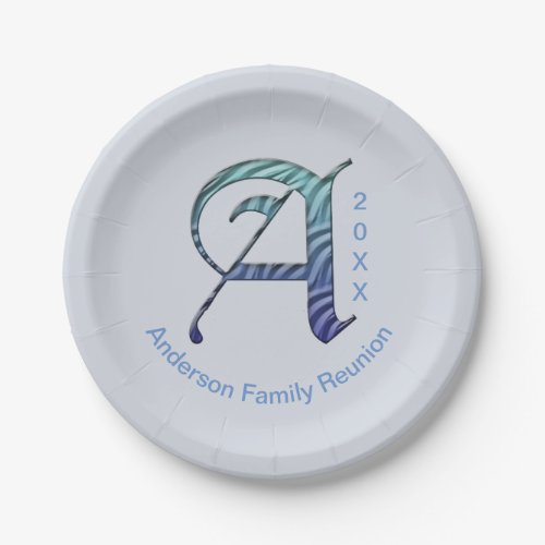 Family Reunion Unique Blue Letter A Monogram
