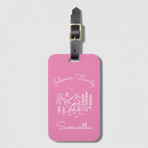 Family Reunion Vacation Green Mountains Lake Pink Luggage Tag