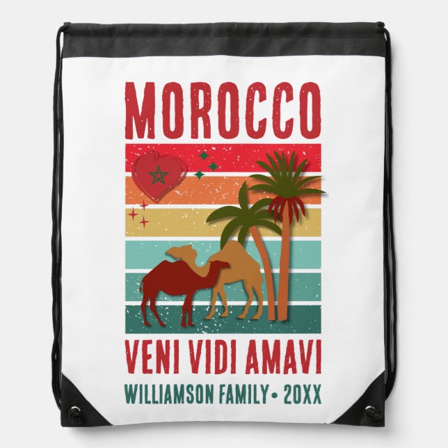 Family Reunion Vacation Morocco Trip Group  Drawstring Bag (Front)