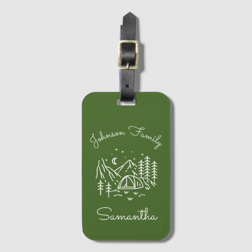 Family Reunion Vacation Nature Green Camping Luggage Tag