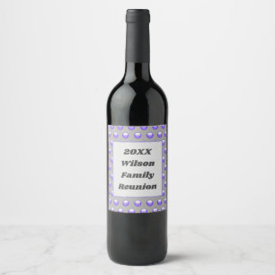 Family Reunion Vibrant Blue and Gray Polka Dots Wine Label