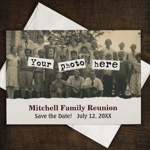 Family Reunion Vintage Photo Template Announcement