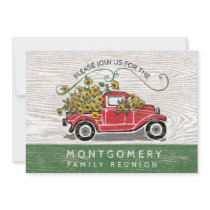Family Reunion Vintage Red Truck Sunflowers Rustic Invitation