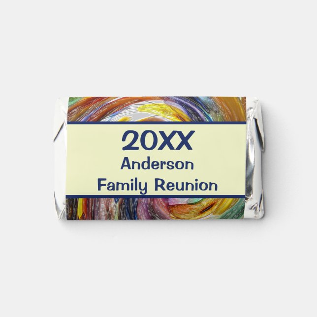 Family Reunion Vivid Tie Dye Swirl Abstract Event Hershey's Miniatures (Front)