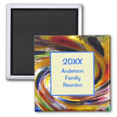 Family Reunion Vivid Tie Dye Swirl Abstract Event Magnet