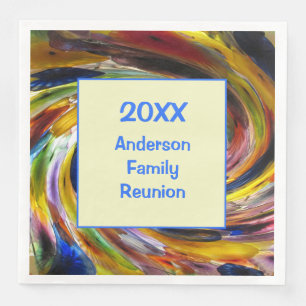 Family Reunion Vivid Tie Dye Swirl Abstract Event Paper Dinner Napkins