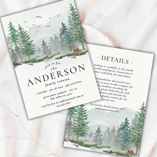  Family Reunion Watercolor Forest Outdoor Camping Invitation