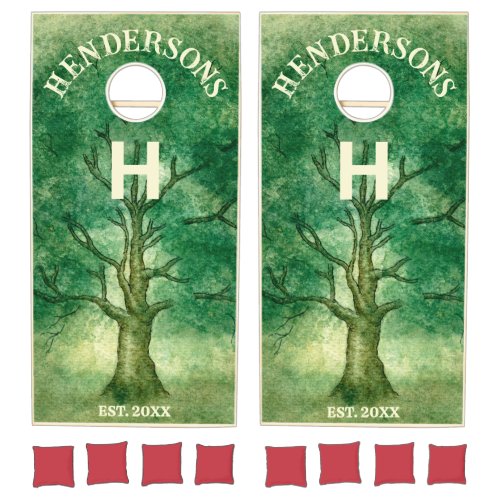 Family Reunion Watercolor Oak Tree Rustic