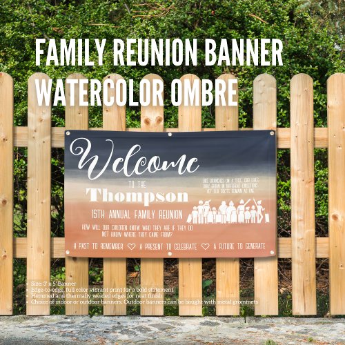 Family Reunion Watercolor Ombre Banner 