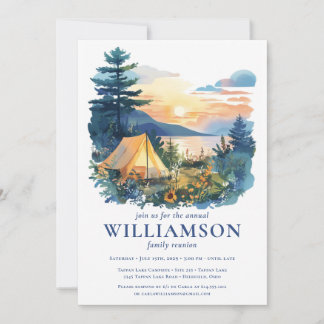 Family Reunion Watercolor Outdoor Campsite Forest Invitation