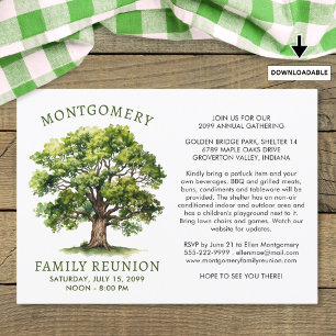 Family Reunion Watercolor Tree Invitation