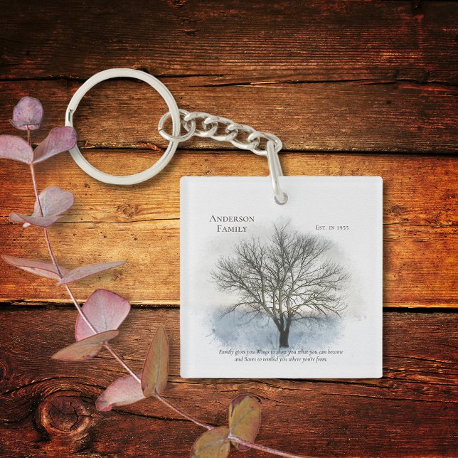 Family Reunion Watercolor Tree Party Favors Keychain (Creator Uploaded)